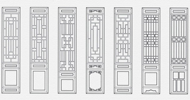 武侯常用中式仿古花窗图案隔断设计图